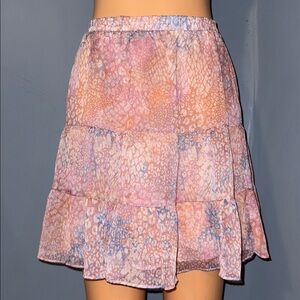 BB Dakota Watercolor Print Tiered Mini Skirt - Size Small